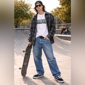 Volcom Men's Skateboard Kinkade 34/31 Straight Blue Jeans